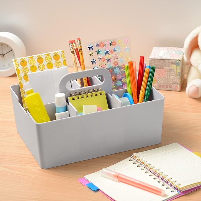 JEJ Astage Storage Box, Desk Tote, Desk Organizer, Stackable, Made in Japan, Light Gray, Width 10.2 x Depth 7.4 x Height 5.7 inches (26 x 18.8 x 14.5 cm)