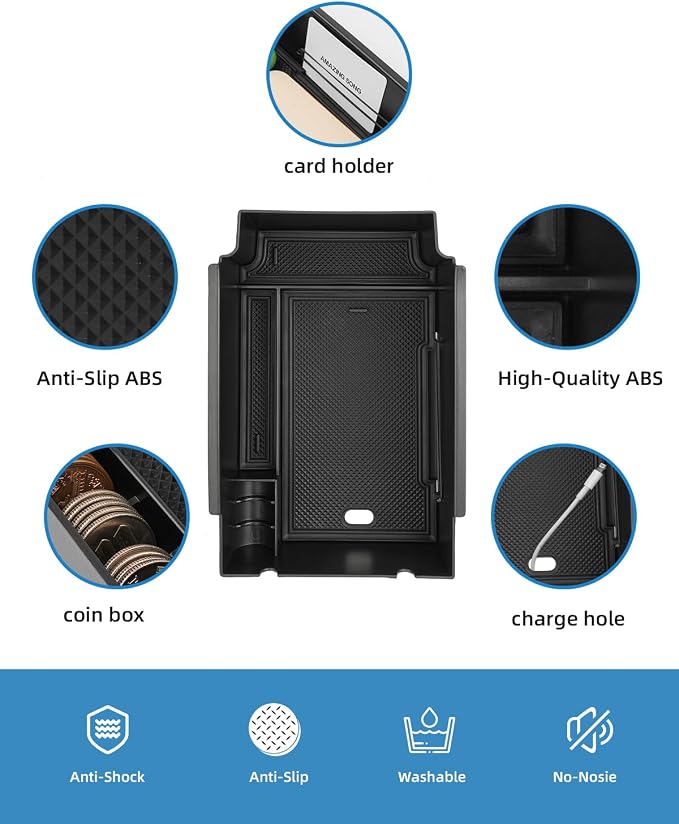 Center Console Organizer for 2024 2025 Subaru Crosstrek & Impreza, ABS Armrest Storage Box with Car Tissue Holder, Middle Console Tray Organize, Armrest Insert Container Pallet, Black