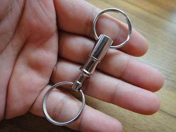 3 Pack Quick Release Detachable Pull Apart Key Rings Keychains,Double Spring Split Snap Seperate Chain Lock holder Convenient Accessory Gift (3Pack)