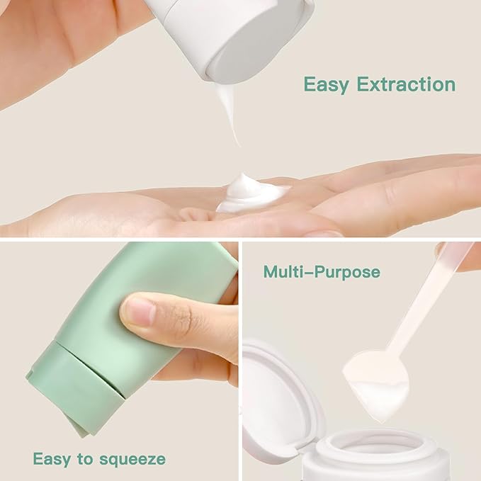 Suteng Travel Bottles for Toiletries, 5 Pack Travel Size Containers, TSA Approved Leak Proof - Silicone Toiletry Containers with Clear Bag for Shampoo, Conditioner & Lotion, Travel Essentials