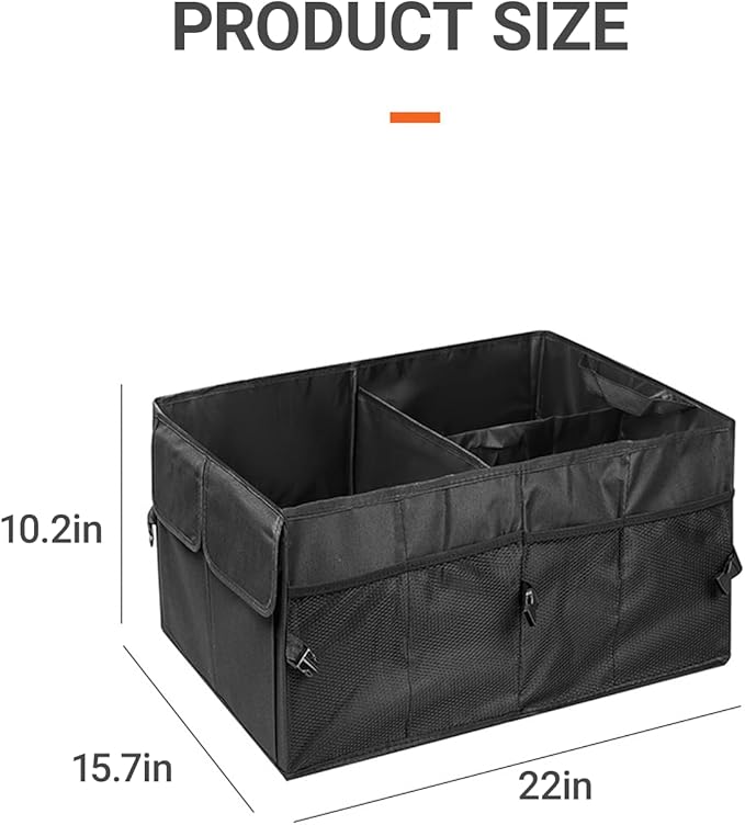 Trunk Organizer for Car, Foldable Storage Bags, Sturdy Trunk Organization for Car Accessories, Tools, 3 Compartments, Automotive Consoles and Organizers