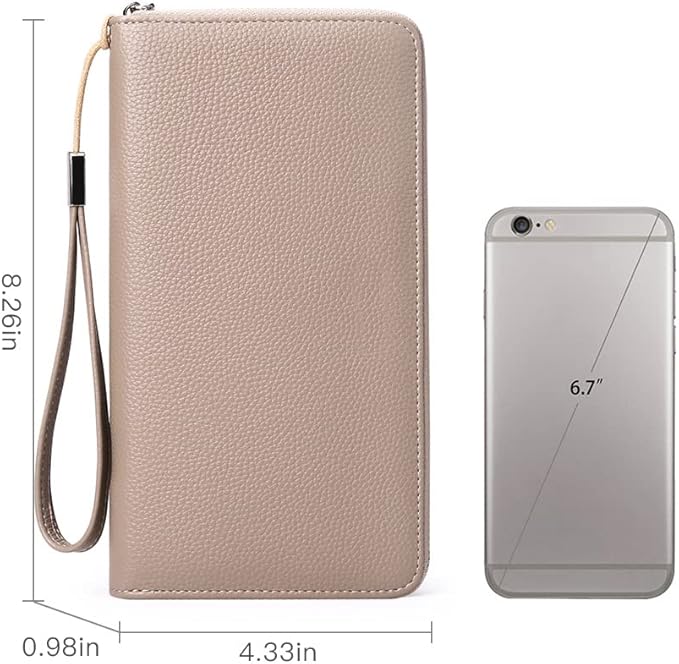GOIACII Womens Wallet RFID Blocking Leather Zip Around Wallet Large Capacity Long Purse Credit Card Clutch Wristlet | RFID Blocking, Zip Around, Large Capacity, Long, Credit Card, Clutch