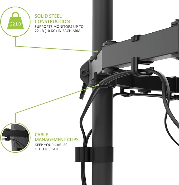 Kanto DML2000 Height Adjustable Desktop ARM Dual Monitor Stand