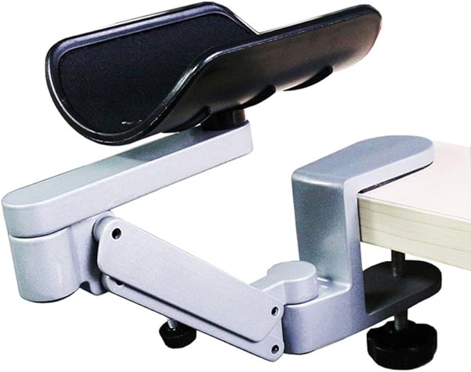 FUZADEL Ergonomic Arm Rest for Desk Rotating Computer Arm Support Clamp On Office Elbow Rest Arm Support Shelf Hand Rest 360 Degrees Rotatable Desk Tray