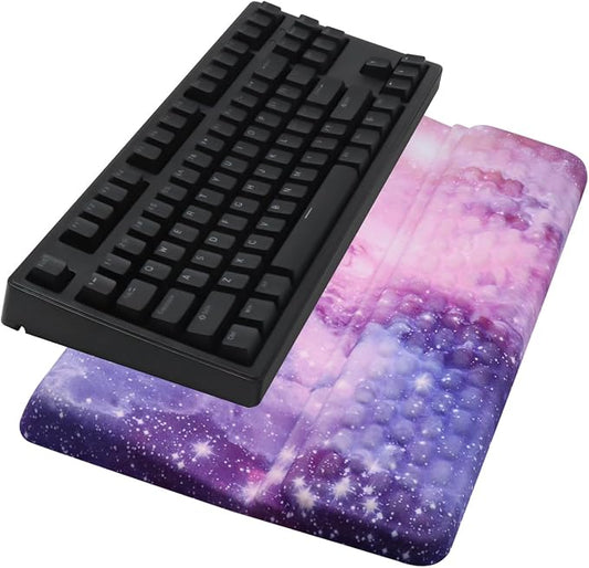 Ergonomic Keyboard Stand with Wrist Rest, Computer Wrist Support Pad, Tilted Keyboard Riser Holder Lift Tray with Wrist Pad, Easy Typing, Comfy Soft Memory Foam Desk Cushion for Office