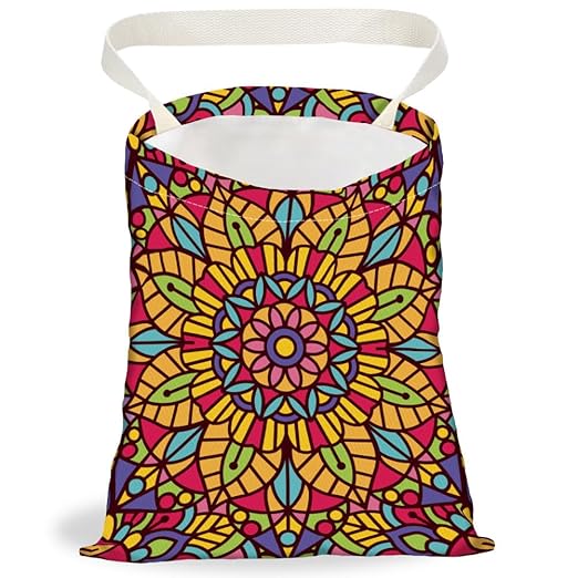 Datura Print Car Trash Bag Portable Waterproof Hanging Garbage Bag with Snap Buttons Back Seat Rubbish Storage Dustbin for Women Man Car Interior Accessories Kitchen Home Travel