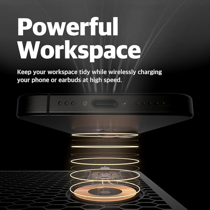POUT H3 Wireless Charging Mouse Pad ??Qi-Enabled Fast Charger Built into Sleek Desk Mat, Compatible with Phones, Earbuds & More(Dust Gray)