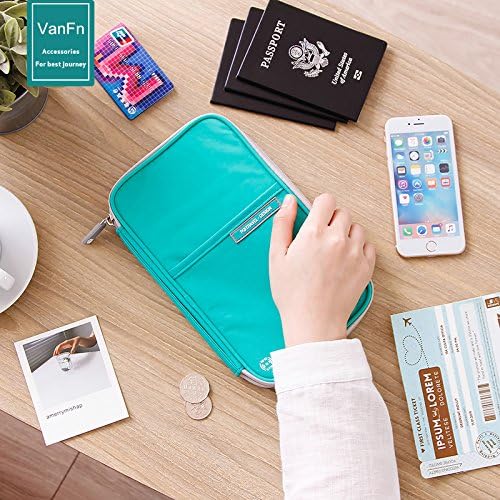 VanFn Passport Wallets, Travel Wallet, RFID Family Passport Holder, Trip Document Organizer (Green)