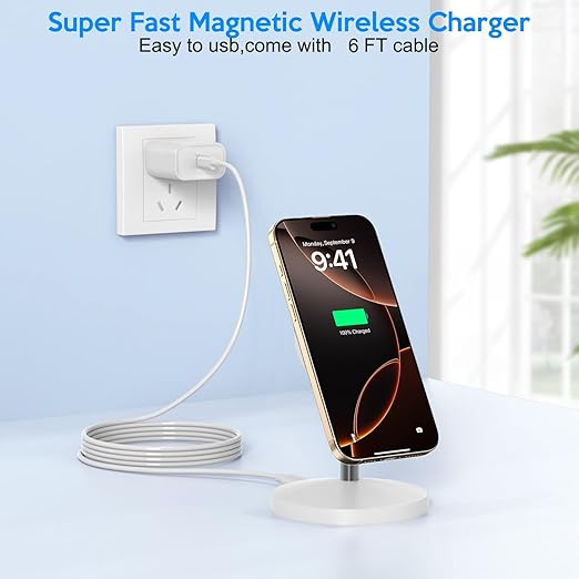 Magnetic Wireless Mag Safe Charger iPhone Stand,Magnet Wireless iPhone Charger Stand 6FT Fast Mag-Safe Charging Station Pad for Apple iPhone 16 Pro Max/16/16 Plus/15 Pro Max/14/13/12,AirPods Pro 2/3/4