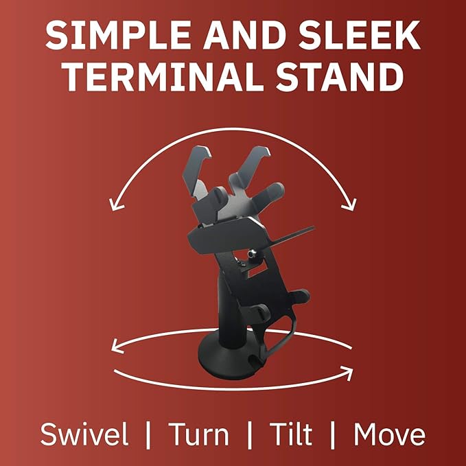 DCCStands Swivel and Tilt Ingenico ICT220/250 Terminal Stand, Screw-in and Adhesive with Key Locking Mechanism