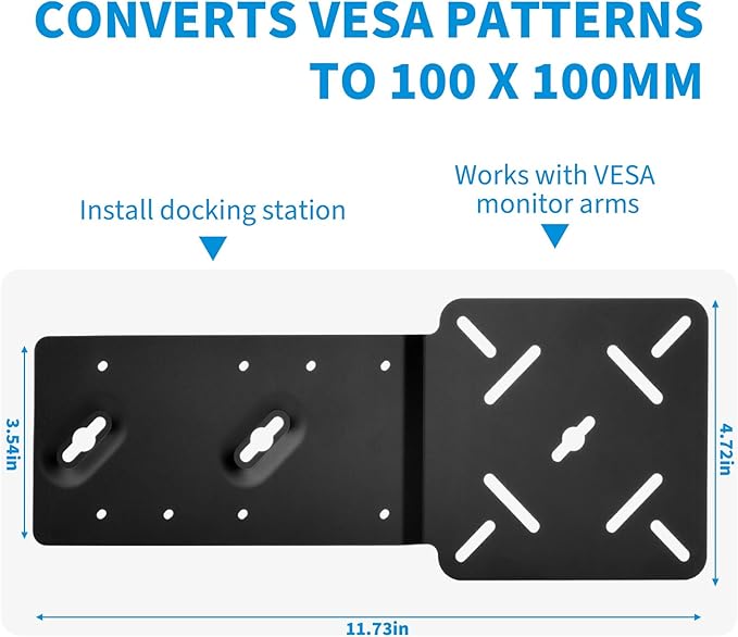 Docking Station VESA Mount Plate Compatible with Dell WD22TB4 / WD19S / W19TBS / WD19DCS, Behind Monitor VESA Mounting, Wall and Under Desk Mount Metal Dock Holder