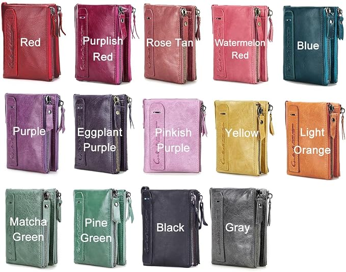 CONTACTS Personalized Wallet for Women Customized Wallet Birth Flower Custom Name Coin Purse Small Double Zipper Card Holder with RFID Blocking