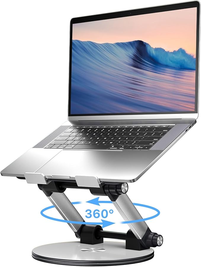 MYBAT PRO Laptop Stand for Desk, Adjustable Computer Stand with 360° Rotating Base, Ergonomic Laptop Riser for Collaborative Work, Foldable Laptop Stand, fits for All 10-17.3" Laptops