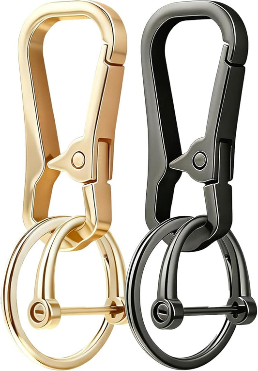 Metal Keychain Clip with Key Rings and D Ring, Heavy Duty Carabiner Key Chain Hook Holder for Car Home Keys
