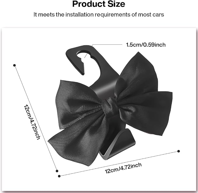 2 Pack Car Seat Headrest Hook, Auto Seat Hook Hangers Storage Organizer Interior Accessories for Handbag Clothes Coats Grocery Bags (Black silk)
