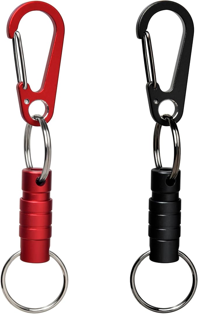 Quick Release Keychain Clip, Small Carabiner Clip & Pull Apart Detachable Key Ring, Car Key Chain Hooks Keyring
