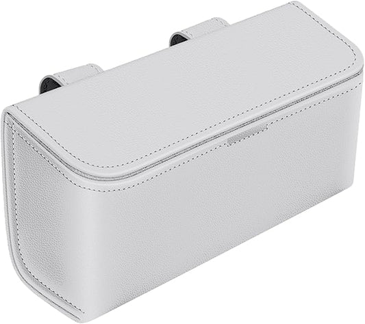 Car Sunglasses Holder, Large Capacity Universal Fit Magnetic Closure Clip-On Visor Accessories Glasses Protective Storage Box for Man Women Grey