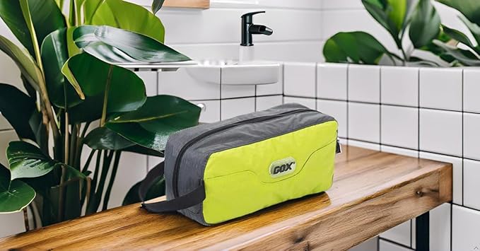 GOX Premium Toiletry Bag, Dopp Kit Case For Travel, Multifunction Organizer Pouch (Green/Grey)