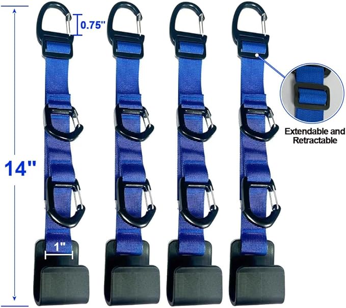 Car Headrest Hooks, Backseat Storage Organizer Hangers, Universal Vehicle Seat Back Hooks, 4 Pack (darkblue)