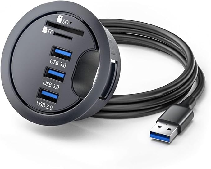 CY USB 3.0 Hub SD TF 3 Port USB 60mm Desk Grommet Splitter Dock Station Micro-SD Card Reader for Desktop PC Desk