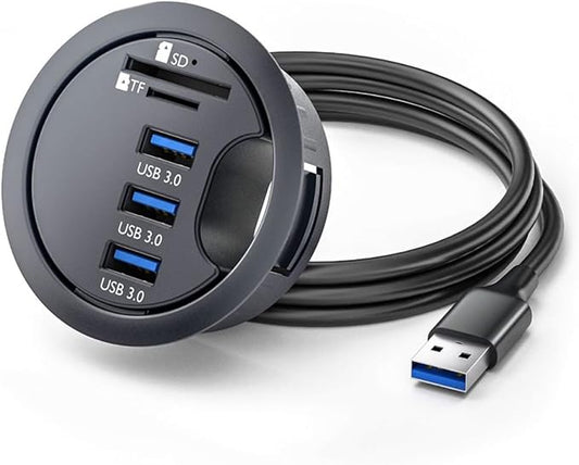 CY USB 3.0 Hub SD TF 3 Port USB 60mm Desk Grommet Splitter Dock Station Micro-SD Card Reader for Desktop PC Desk