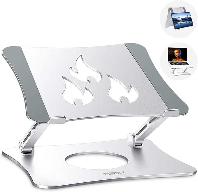 Ergonomic Adjustable Laptop Riser, Computer Stand Laptop Holder Compatible with 10-15.6" Laptops and Tablets (Aluminum, Silver)