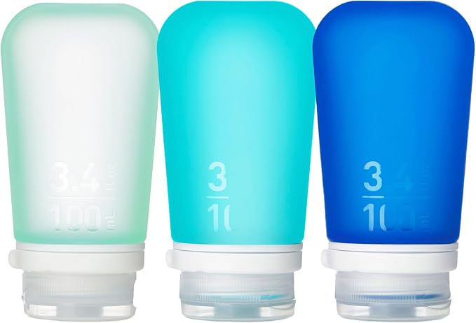 humangear GoToob+ Bottles - Silicone Leak-Proof Travel Tubes for Toiletries, Camping & TSA Carry-On (3-Pack), Large (3.4 fl oz; 100ml), Mint/Aqua/Teal