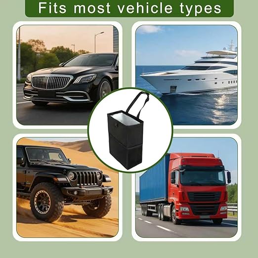 Car Trash Can, 3.4 Gallons Leak-Proof Hanging Trash Bin with Hook and Loop Lid and Handle, Multipurpose Car Organizer with Storage Pockets for SUV, Truck, RV and Camping