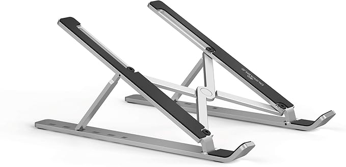 Durable Laptop Stand for Laptops & Tablets - Foldable & Height Adjustable - Includes Travel Bag - Silver Aluminum Laptop Mount, for Laptops and Tablets up to 15"