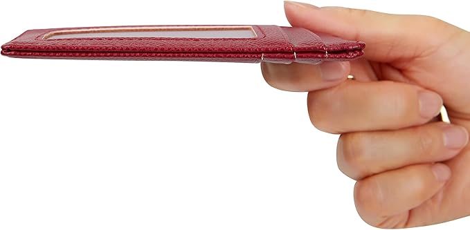Women's Slim Minimalist Card Holder Coin Changes Purse Keychain Front Pocket Wallet With ID Window