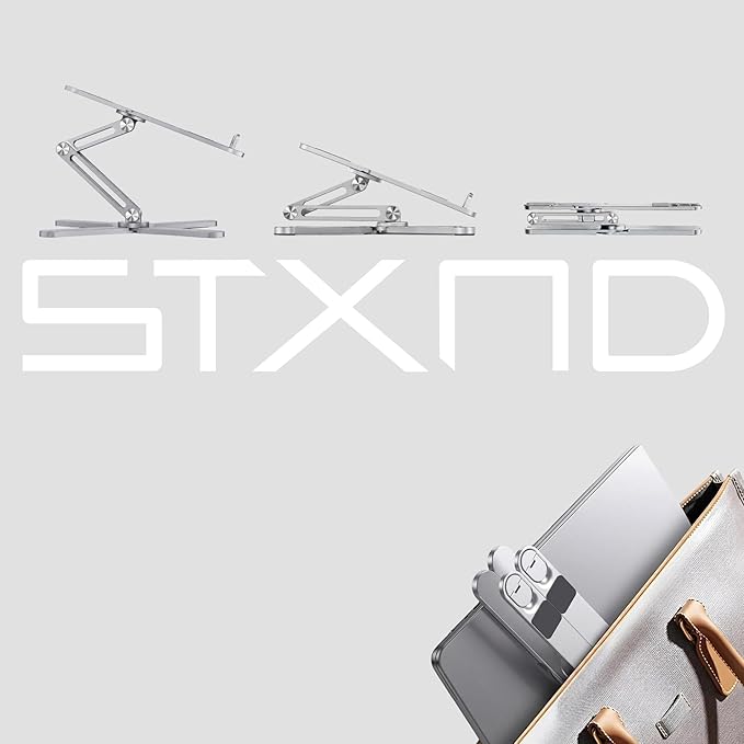 Model-X 2.0 Laptop Stand, Laptop Stand for Desk Adjustable Height, 360 Rotating Laptop Riser Aluminum Portable Foldable Computer Stand for MacBook Pro Air 10–17 inches (Polar White)