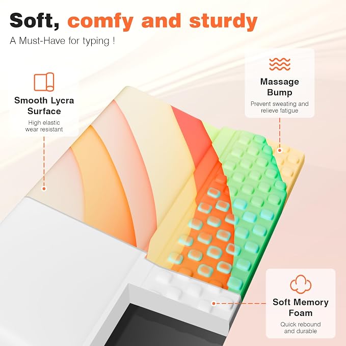 Ospelelf Keyboard Wrist Rest, Ergonomic Memory Foam Wrist Support for Typing & Gaming, Tilted Keyboard Pad, Aesthetic Desk Accessories for Office, Relief for Carpal Tunnel & Wrist Pain, Colorful