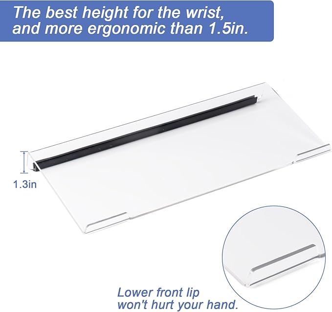 BOOMIBOO Clear Acrylic Tilted Computer Keyboard Holder for Ergonomic Typing, Keyboard Stand with Silicone Anti-Slip Strip,11.8 x 5.1 Inch Keyboard Tray for 78 Keys Keyboard