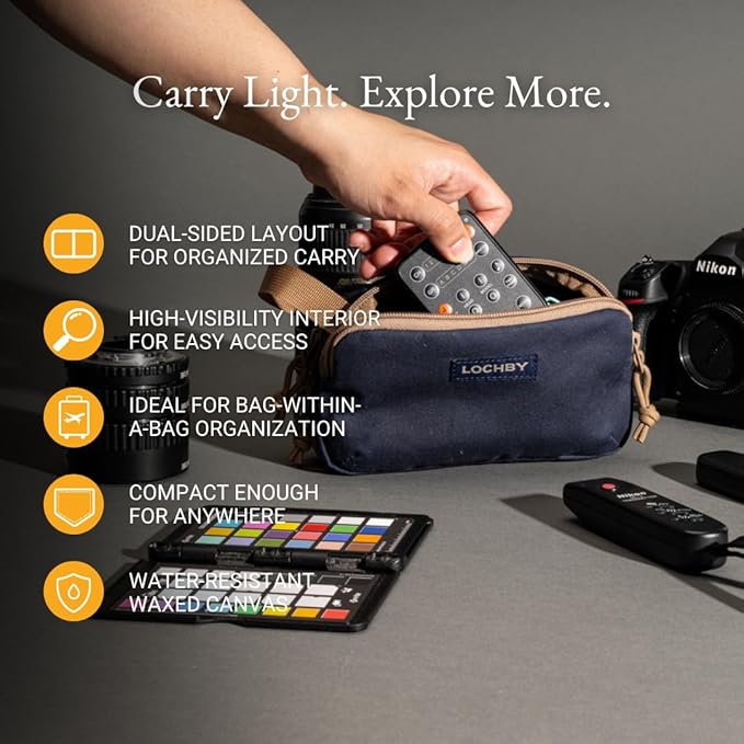 LOCHBY® Venture Pouch | Multipurpose Tactical Tool Bag | Water Resistant Waxed Canvas | Dual-Sided Zipper Pouch | for Motorcycle, Bike, EDC, Pen, Pencil, Art, Tech & Travel