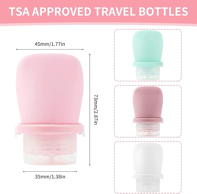 4 Pack 1oz Silicone Travel Bottles Leak Proof Squeeze Bottles For Toiletries Shampoo Conditioner Lotion Salad Dressing Travel Size Containers