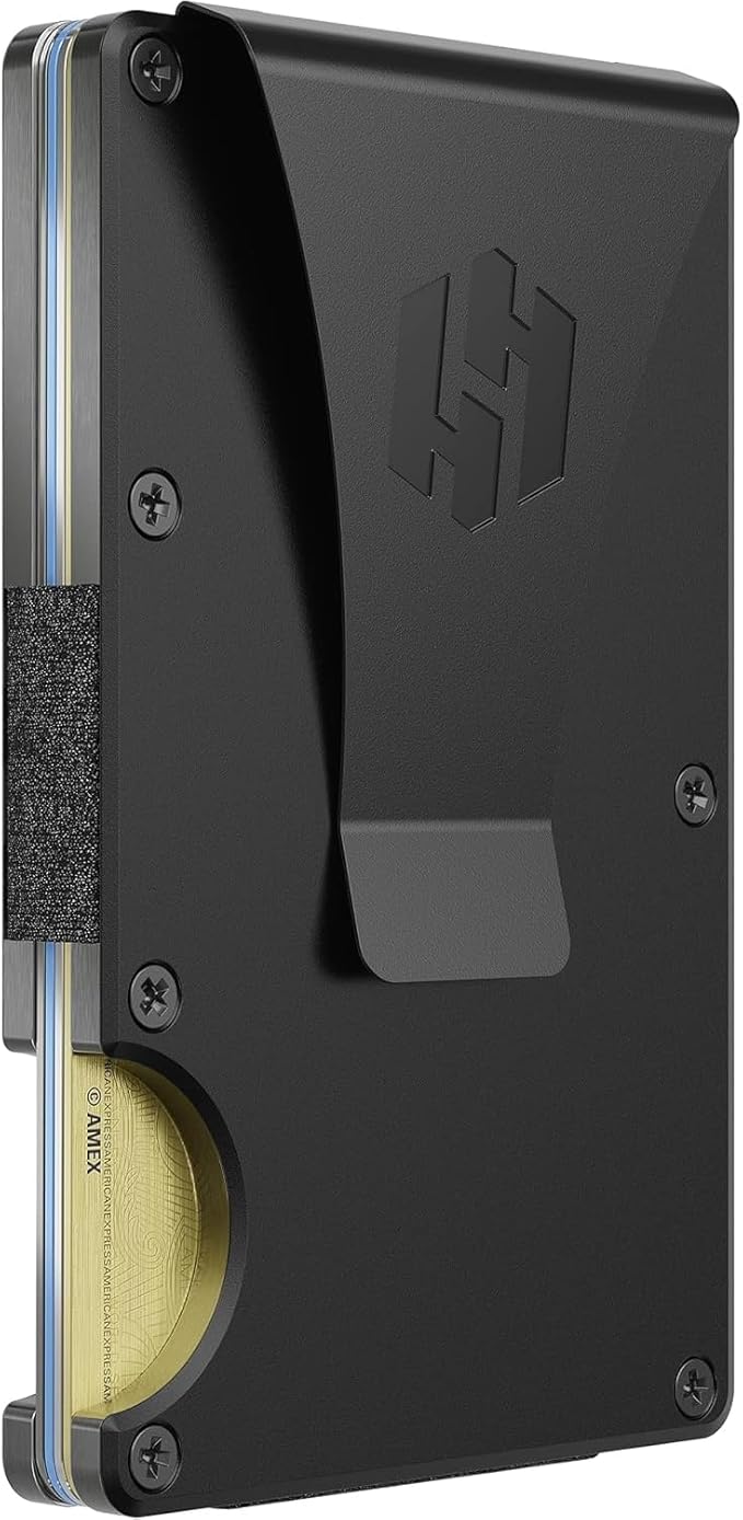 Hayvenhurst Wallet for Men - Slim RFID Blocking Metal Wallet with Money Clip, Minimalist Front Pocket Credit Card Holder, Small Mens Wallet