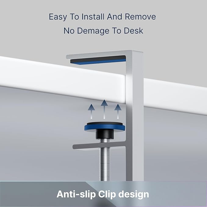 Mavens Under Desk Cable Management Tray, 13.7" No Drill Aluminum Alloy Cord Organizer with Clamps for Wire Management, Cord Organizers for Home Office Standing Desk (Elegant Silver)