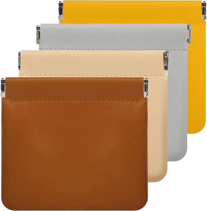 4Pcs Small Makeup Bag for Purse, 4.7in Pocket Cosmetic Bag Organizers, Waterproof PU Leather Pouches for Purse, Portable Squeeze Coin Purse for Women Mini Travel Jewelry Storage Pouch(Autumn)