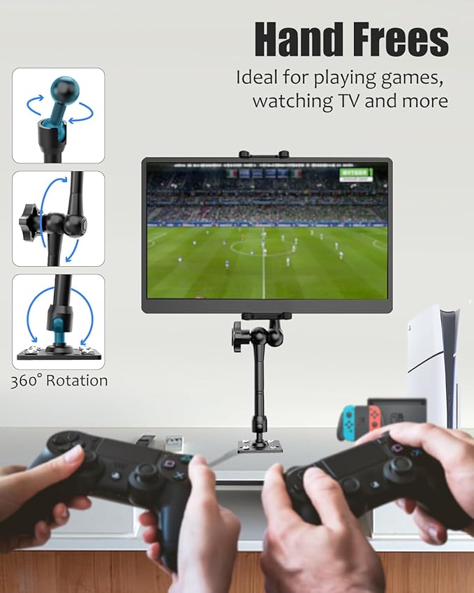 Single Monitor Desktop/Wall Mount Stand - Fits 4.7-15.6'' Monitor, Tablets, Surface Pro - Full Motion Adjustable with Metal Ball Head