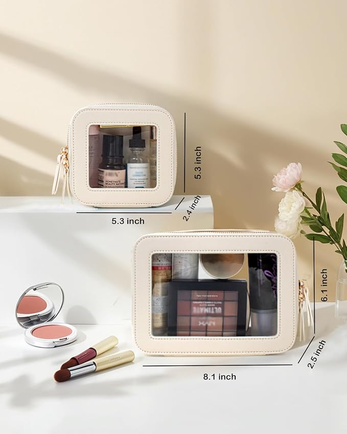 Travel Clear Makeup Bag Set, TSA Approved Cosmetic Bag Case with Zipper Portable Makeup Pouch Toiletry Bag Traveling Cosmetic Organizer Storage Bag Car Organizer Car Essentials
