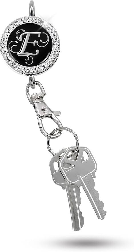 Women’s Bag Charm Key Finder, Car Keychain Hook, Cute Purse Organizer & Tote Bag Accessories, Gifts for Mom - Monogram Letter