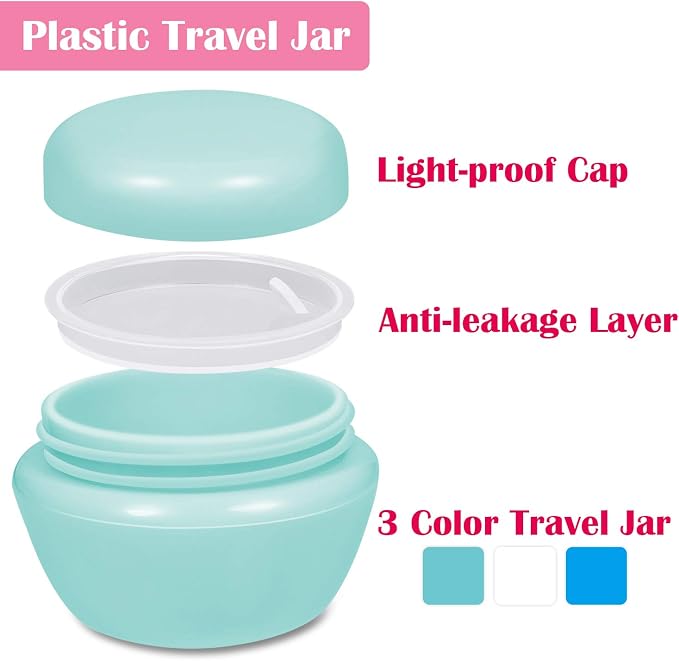 selizo Travel Bottles Containers Silicone and Plastic Cream Jars with TSA Approved Toiletry Case for Toiletries Cosmetic Makeup Body Hand Cream Lotion Shampoo