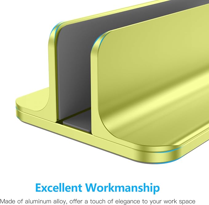 OMOTON Vertical Laptop Stand Holder, Desktop Aluminum Stand for MacBook with Adjustable Dock Size, Fits All MacBook, Surface, Chromebook and Gaming Laptops (Up to 17.3 inches), Green
