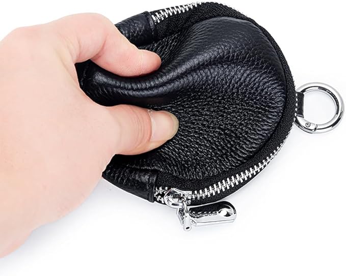 1 Pcs Leather Zipper Coin Purse Wallet With Keychain, Coin Organizer, Change Holder,Card Case, Mini Leather Zipper Storage Bag for Men & Women
