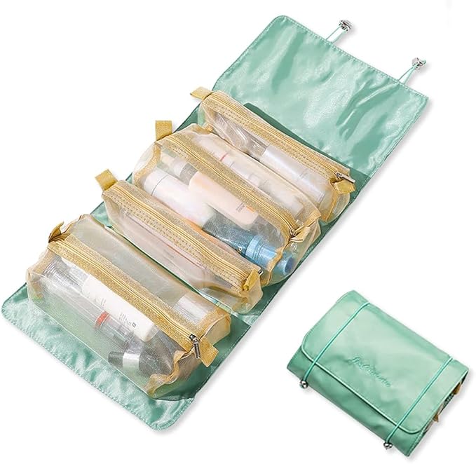 LumiSyne 4 In 1 Detachable Toiletry Bag Hanging Roll-Up Makeup Bag Large Capacity Travel Wash Bag Mesh Cosmetic Bag Portable Foldable Toiletry Bag Waterproof Cosmetic Organizer Bag For Travel Daily