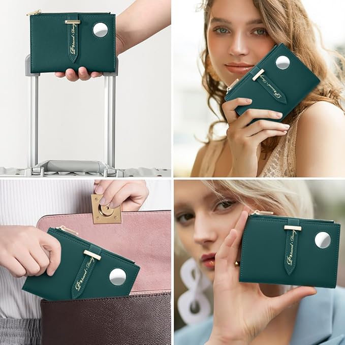 VanFn Airtag Passport Holder, RFID Travel Passport Wallet, Family Passport Holder, Ladies Bifold Air Tag Wallets, Slim Leather Credit Card Wallet For Women, Trip Document Organizer P.Travel Series