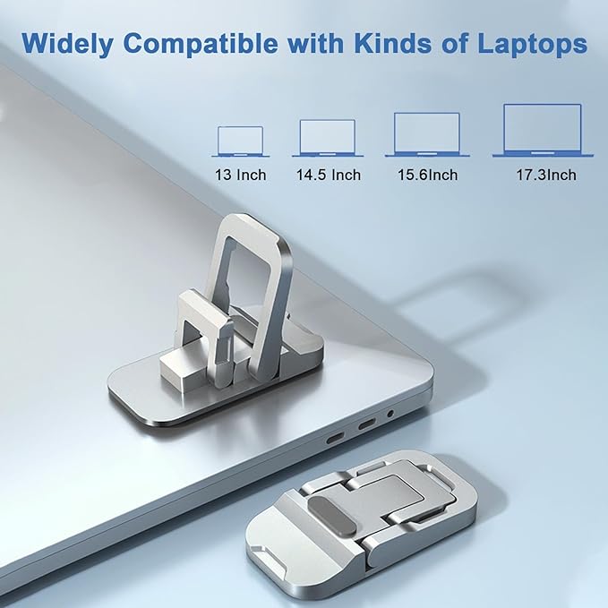 Mini Portable Laptop Stand for Desk Computer keyboard Stand - Zinc Alloy Keyboard Riser with 2 Adjustable Angles Foldable Invisible Laptop Riser for MacBook, Dell, HP, Lenovo and More, Sliver