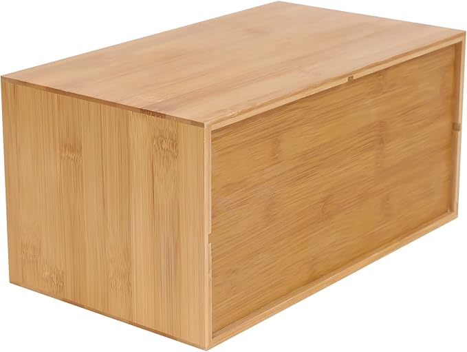 Gdrasuya10 Bamboo Desk Organizer, Drawer Tabletop Storage Organization Box for Office Home Toiletries Supplies, No Assembly Required