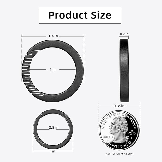 FEGVE Round Carabiner Keychain Clip, Spring Hook Key Chain Clip with 2pcs 1 Inch Key Rings for Men