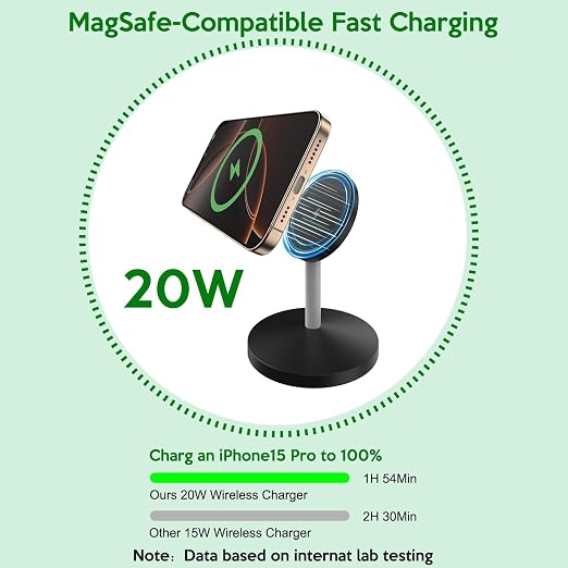 MagSafe Wireless Charging Station,iPhone Wireless Charger 6Foot Long USB C Cable, 15W Phone Magnetic Wireless Charger & Fast Charging Pad for iPhone 17/17 Air/17 Pro Max/16 Plus/16 Pro Max/15/14/13/12